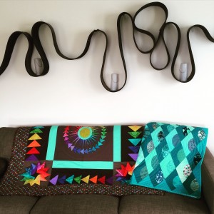 Under the Sea & Rainbow Reverb quilts adding colour to a gloomy day...